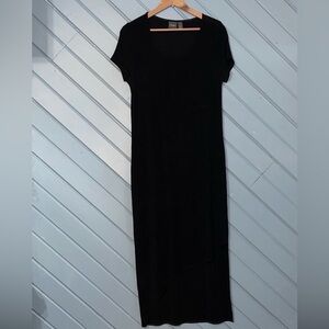 Chico's Travelers Stretch Jersey Knit Black Angled High Low Maxi Dress